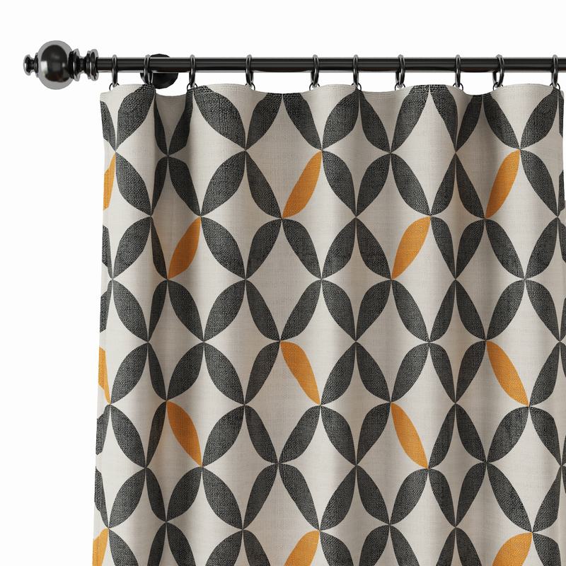 Geometric Print Polyester Linen Curtain Drapery SABRINA