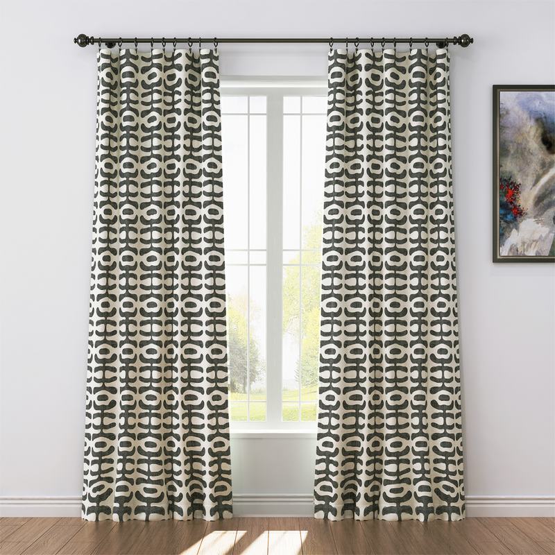 Abstract Print Polyester Linen Curtain Drapery GRAPE