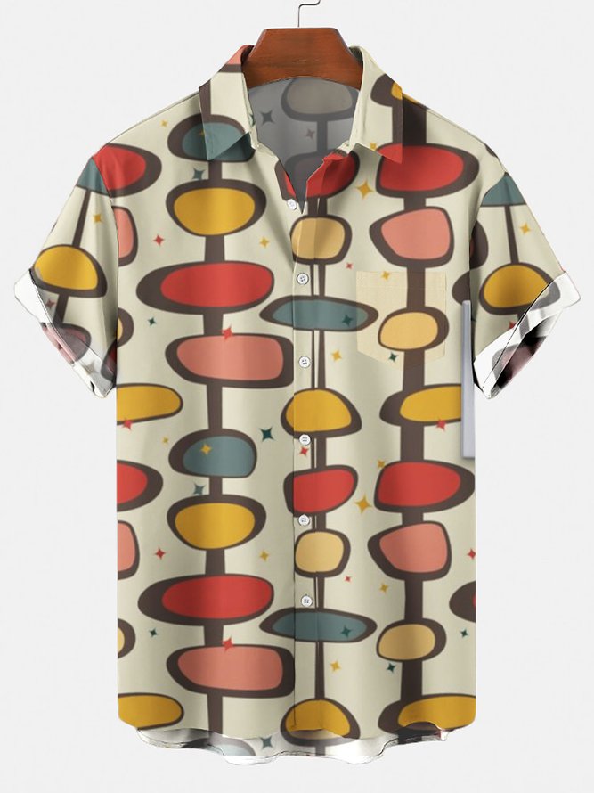 2021 ethnic retro striped Hawaiian shirt