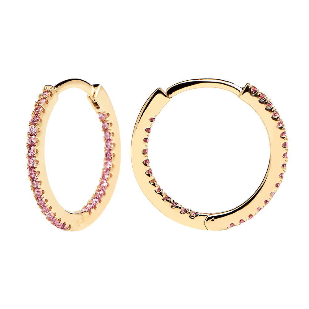 Lavender Medium Hoops Gold