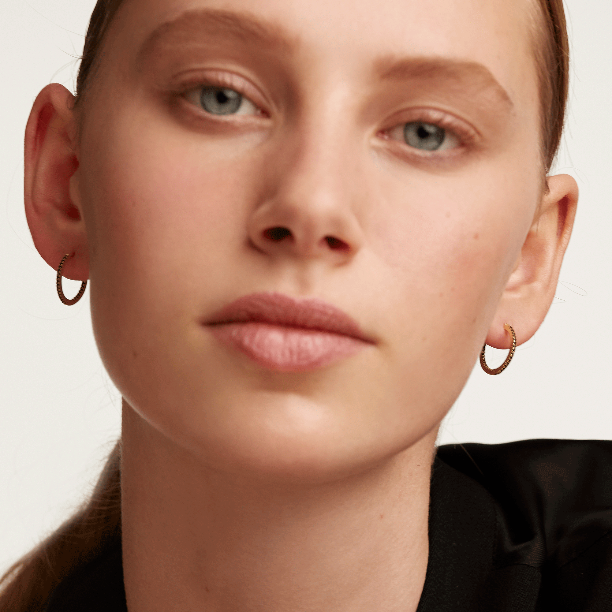 Black Medium Hoops Gold