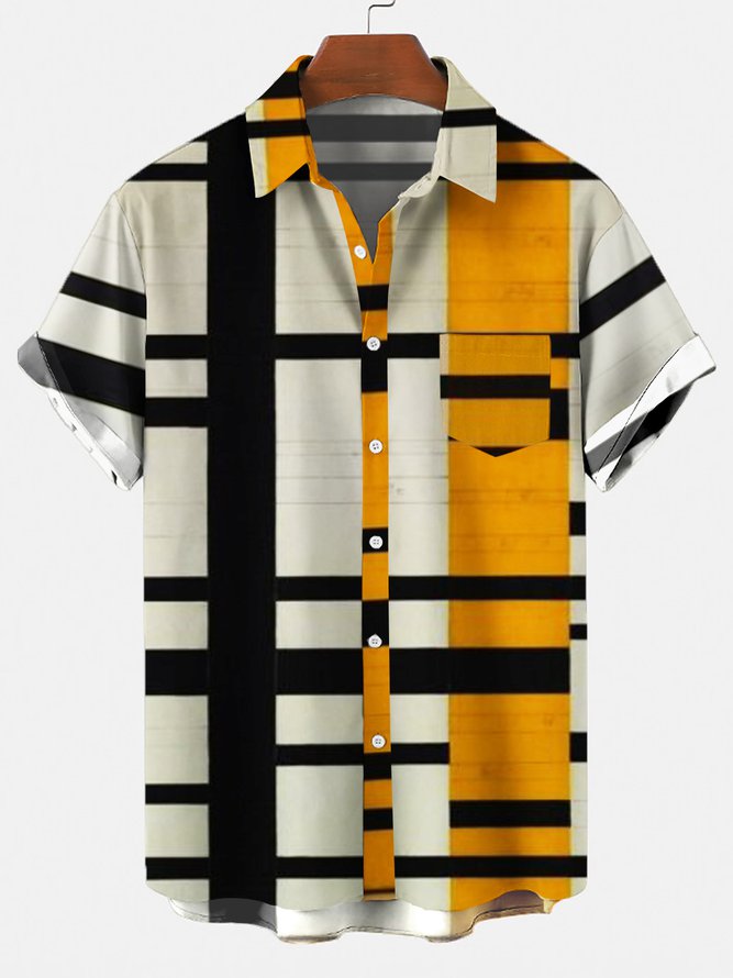 Men's Shirt Collar Abstract Printed Shirts & Tops