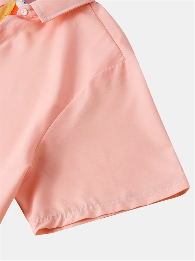 Cotton-Blend Shirt Collar Printed Shirts & Tops