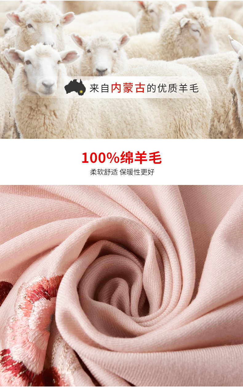 Bright Red Wool Scarf Women's Winter All-Matching Warm Cashmere Scarf Autumn Trendy Mother's Outer Shawl Dual-Use-Alibaba