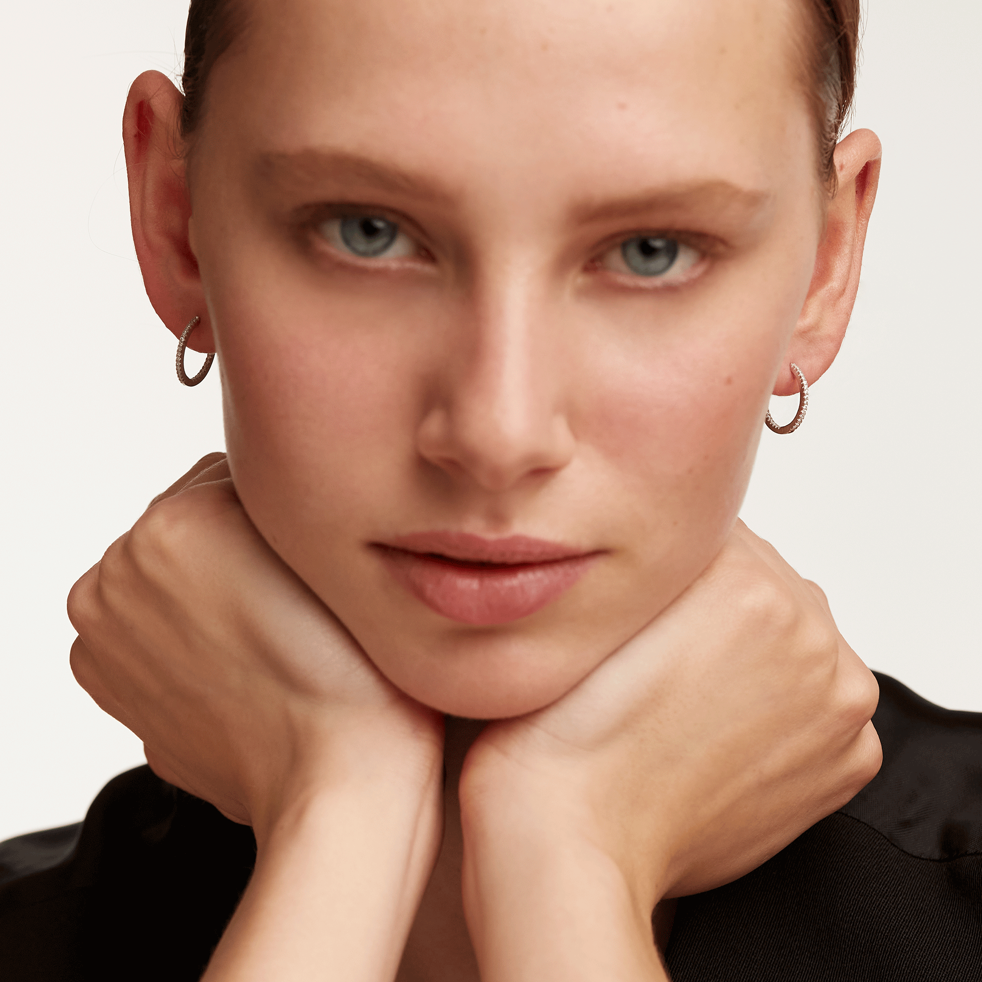 White Medium Hoops Silver