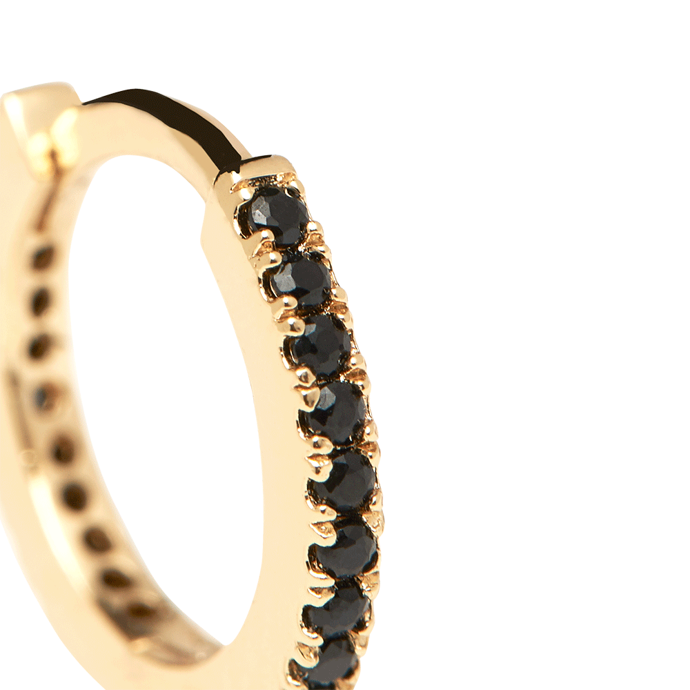 Black Mini Hoops Gold