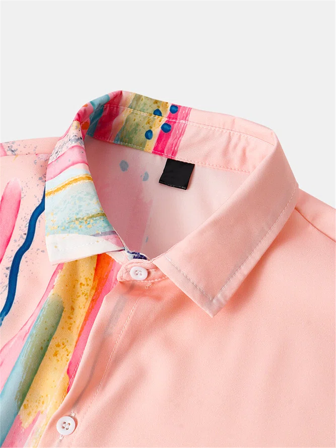 Cotton-Blend Shirt Collar Printed Shirts & Tops