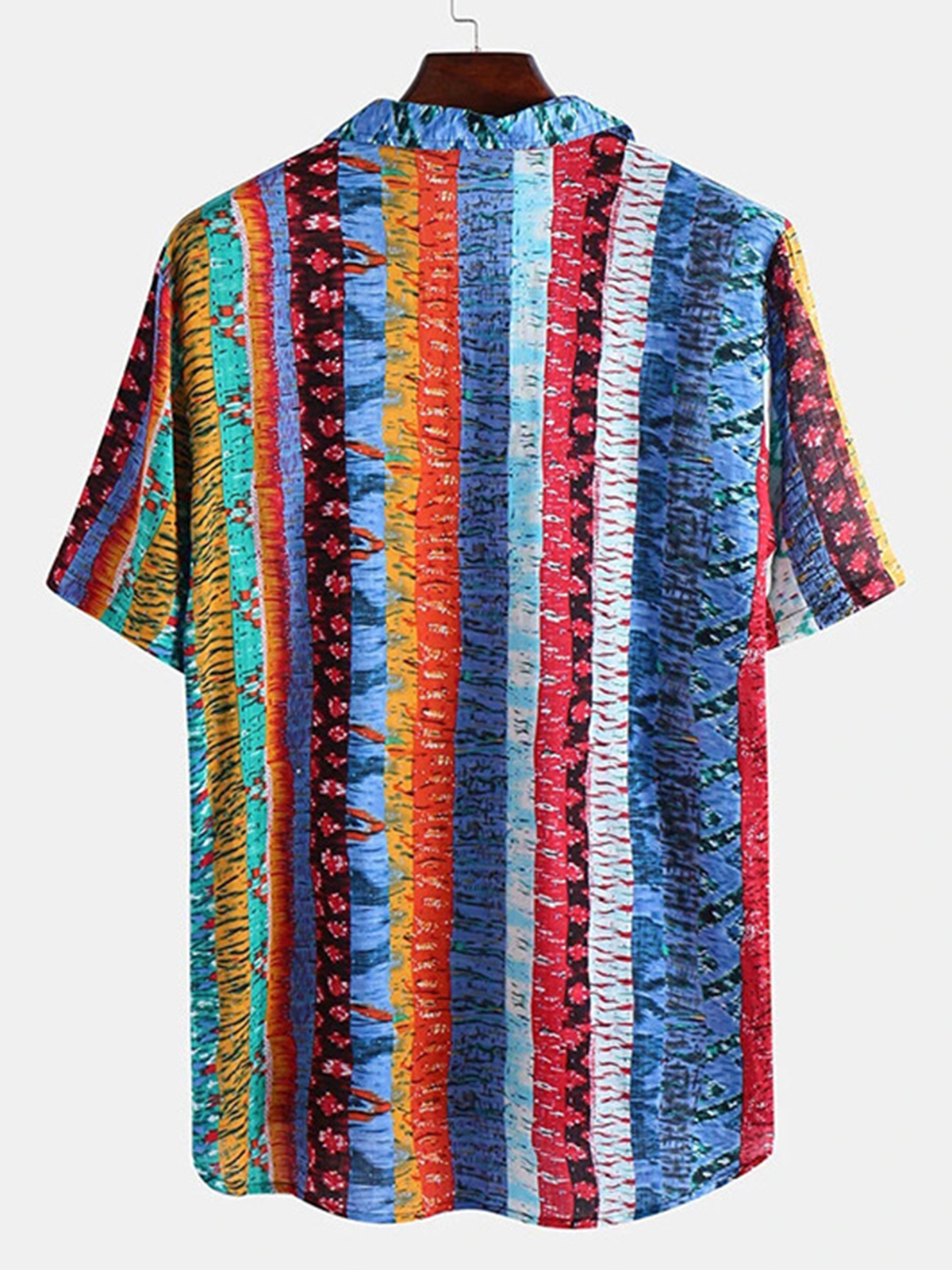 Mens Creative Multicolor Striped Lapel Shirt