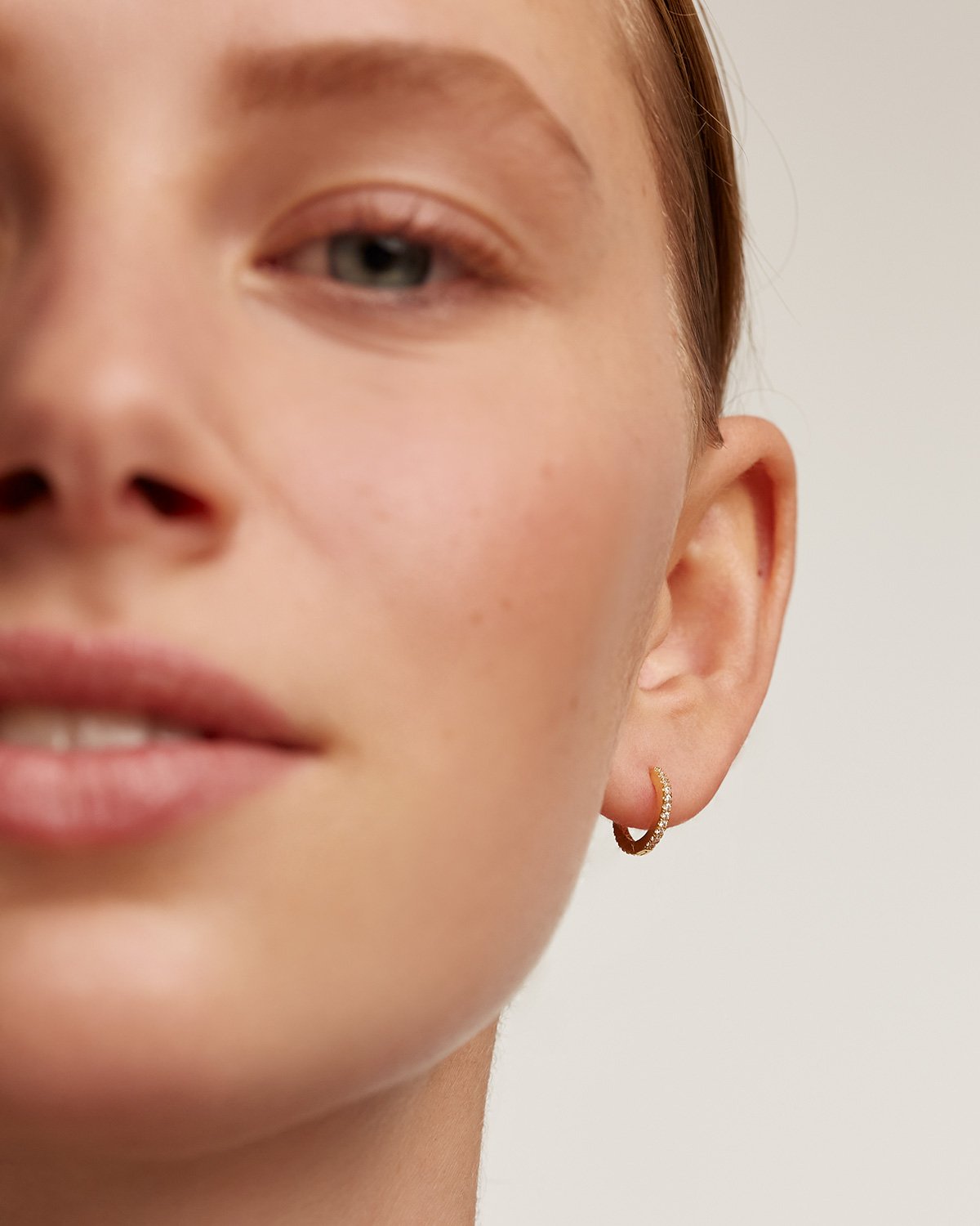 White Mini Hoops Gold