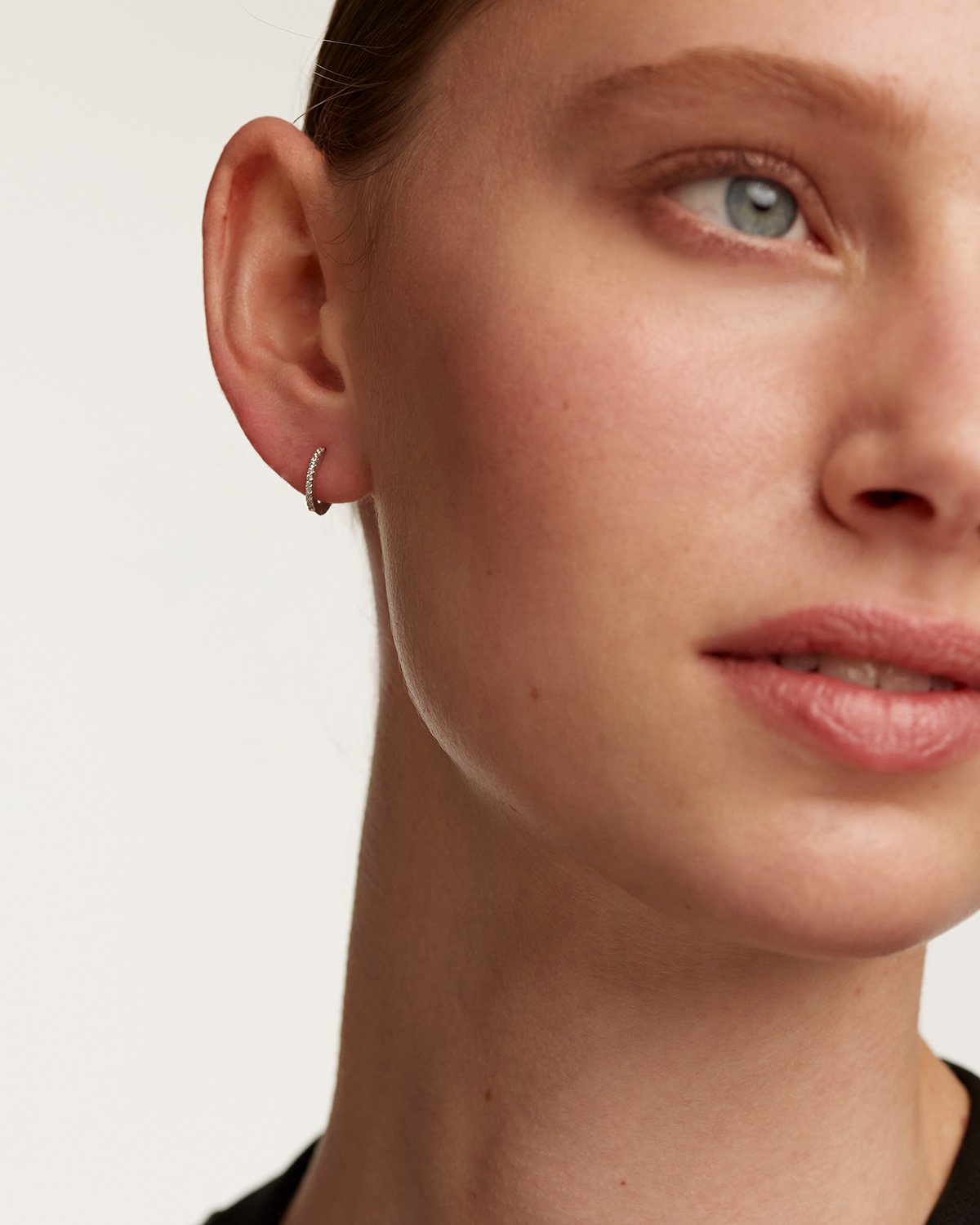 White Mini Hoops Silver