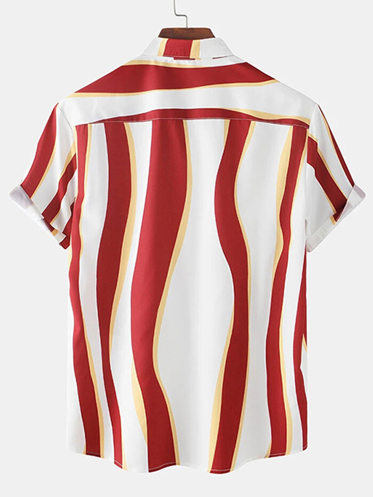 Mens Creative Wave Stripe Lapel Shirt