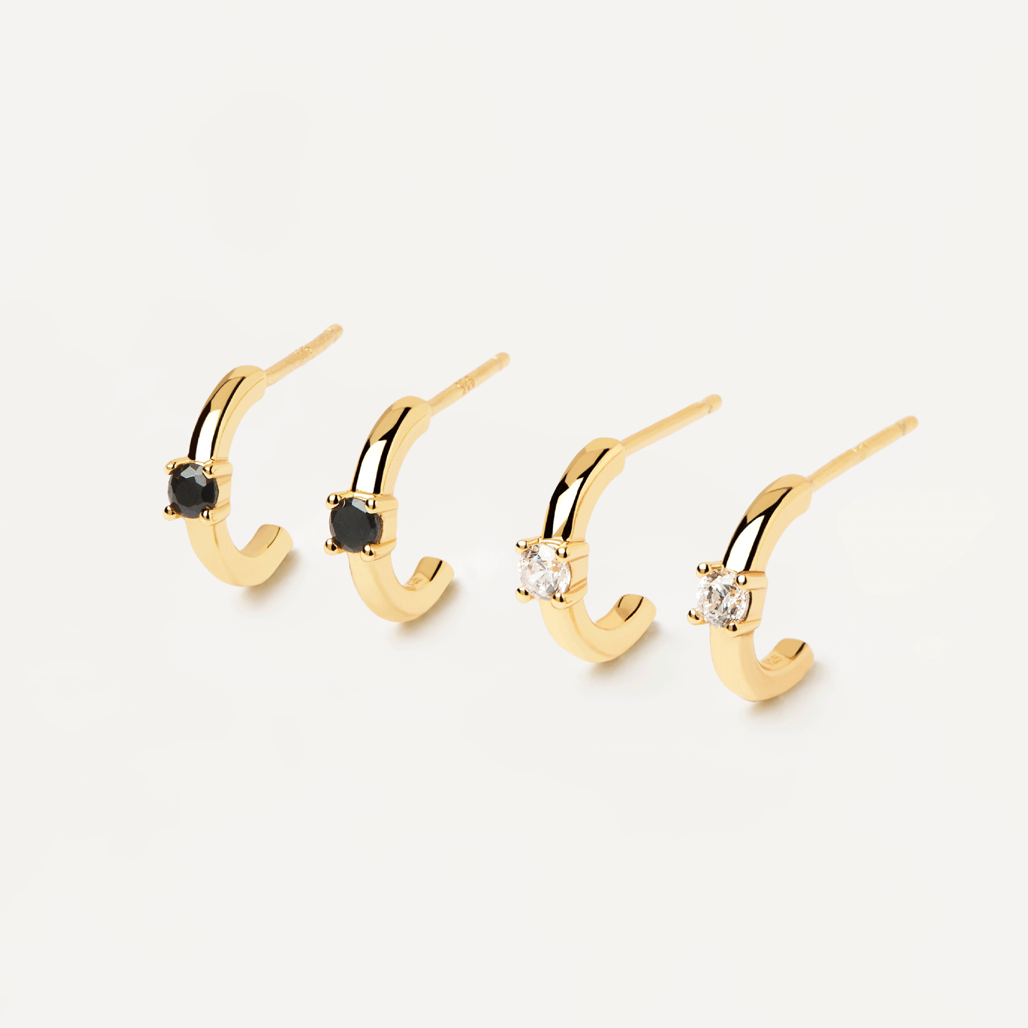 White&Black Solitary Earrings Bundle