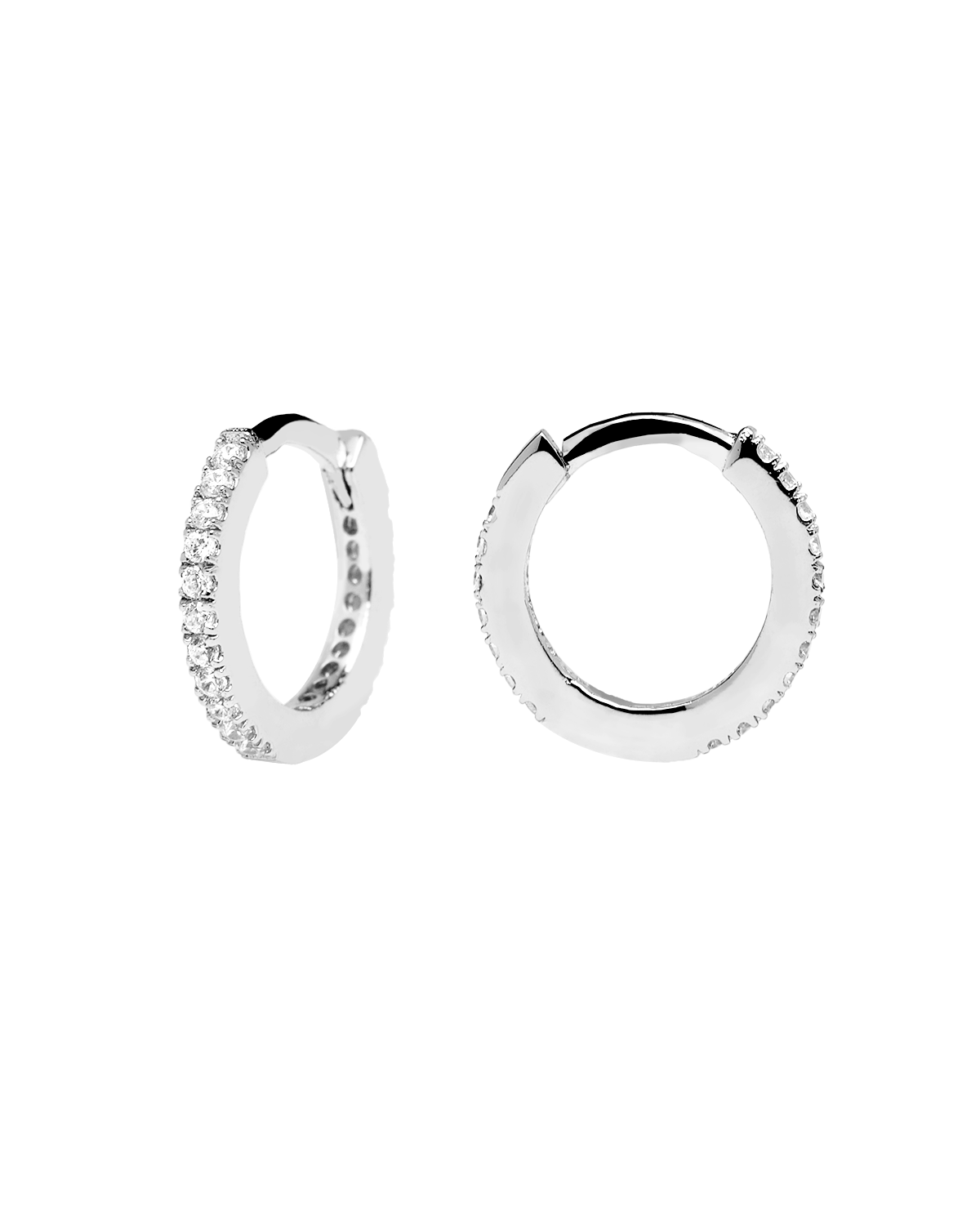 White Mini Hoops Silver