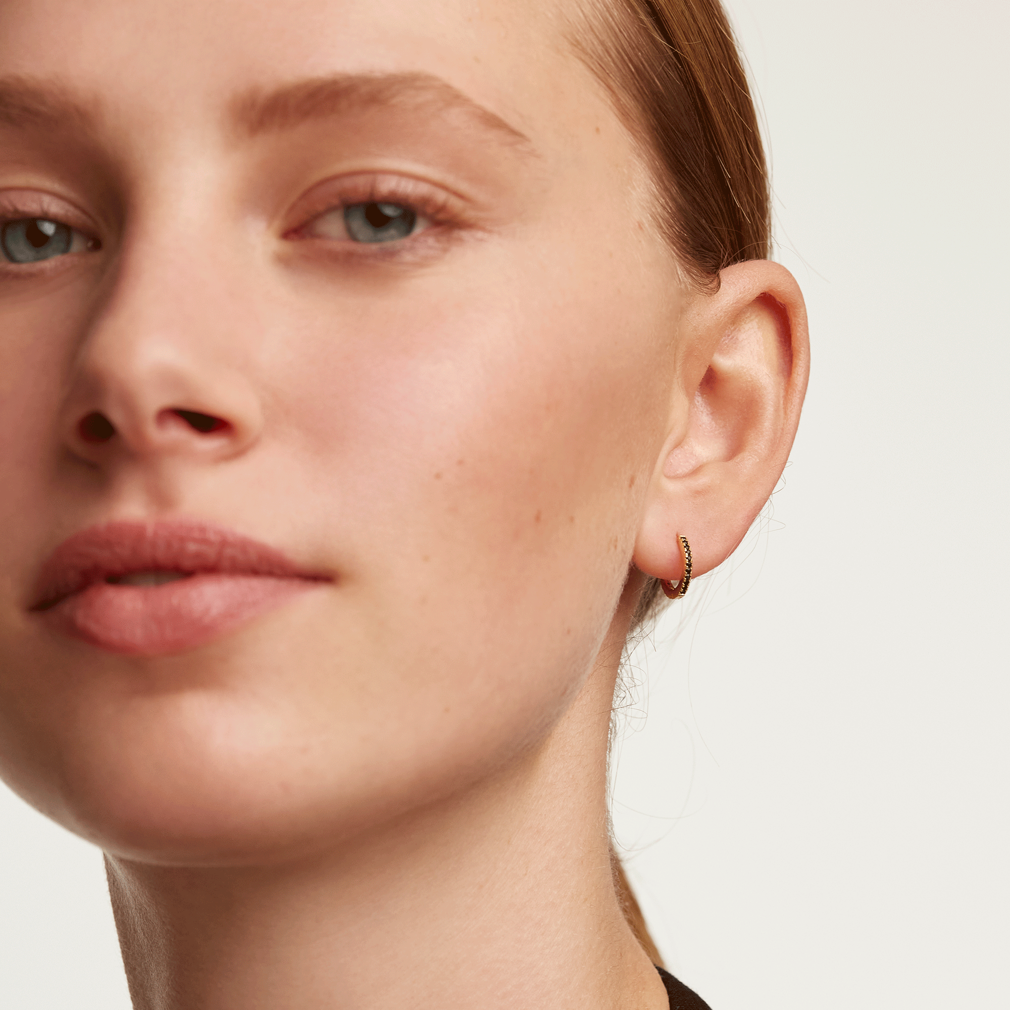 Black Mini Hoops Gold