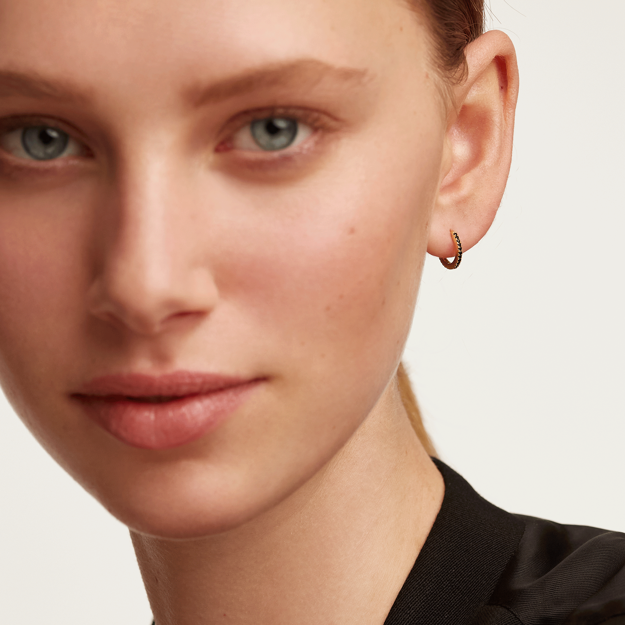 Black Mini Hoops Gold