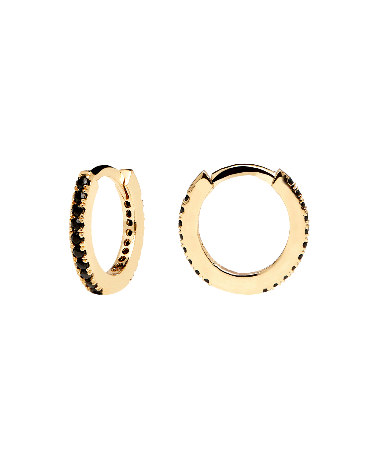 Black Mini Hoops Gold