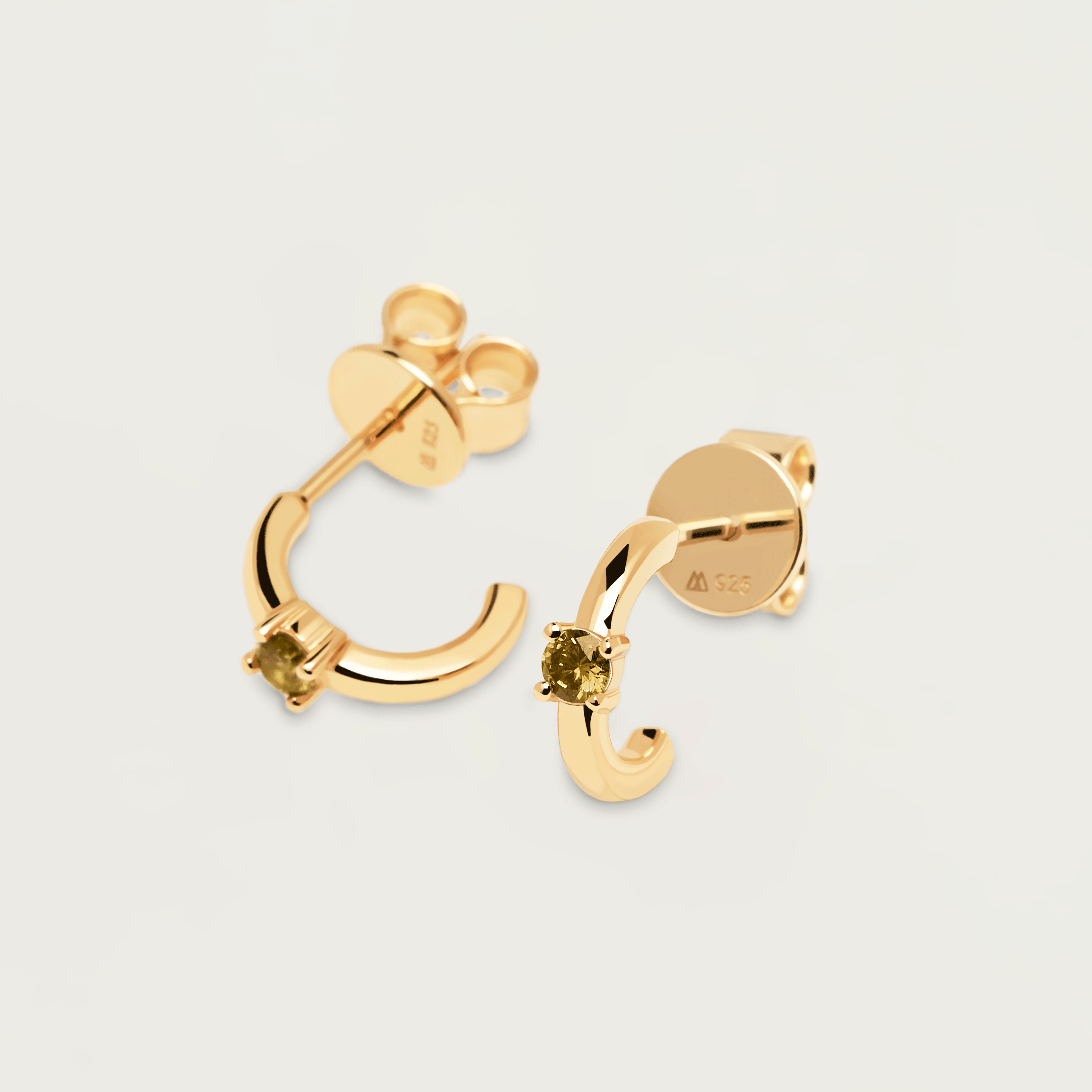 Olive Solitary Earrings Gold