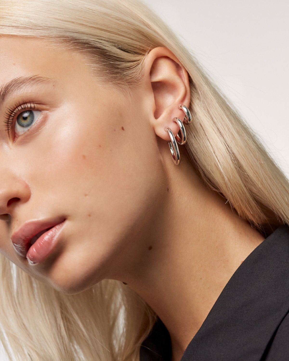 GRID Medium Cloud Silver Earrings