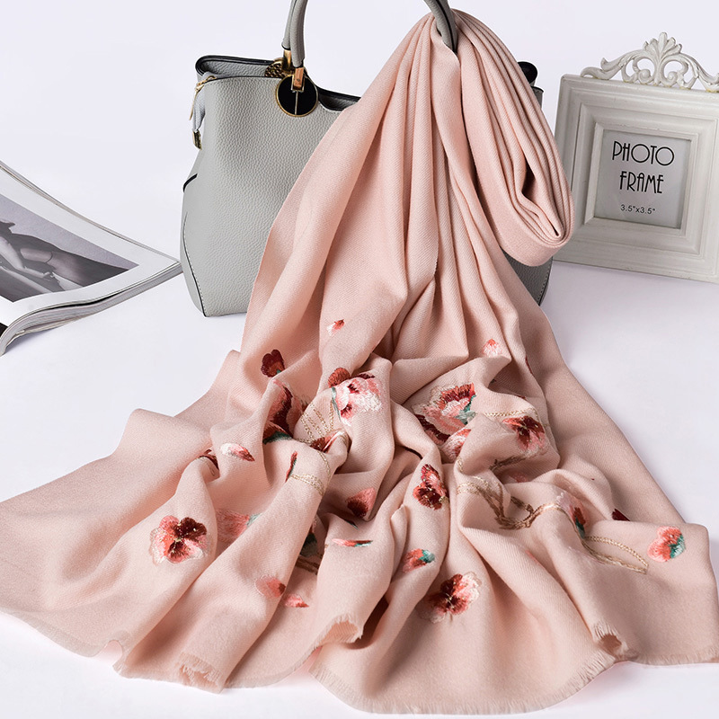 Bright Red Wool Scarf Women's Winter All-Matching Warm Cashmere Scarf Autumn Trendy Mother's Outer Shawl Dual-Use-Alibaba