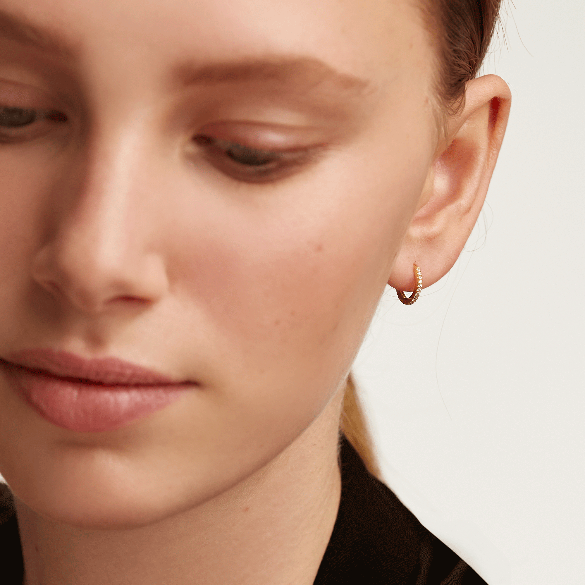 White Mini Hoops Gold