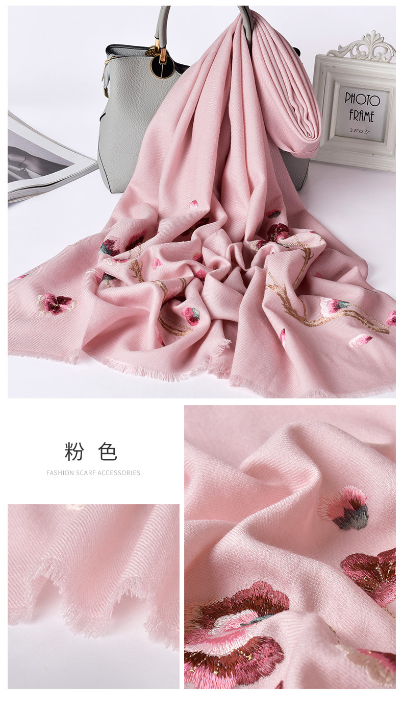 Bright Red Wool Scarf Women's Winter All-Matching Warm Cashmere Scarf Autumn Trendy Mother's Outer Shawl Dual-Use-Alibaba