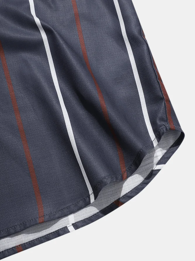Men's Polyester Fibre Striped Casual Shirts