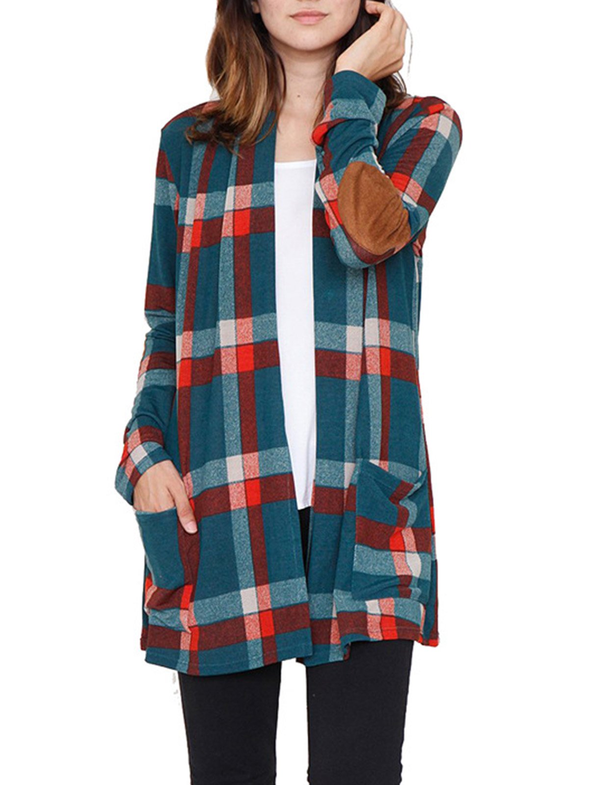 Apricot Casual Spandex Gingham Printed Outerwear