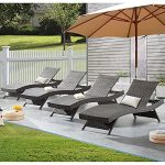 Asifom Set of 4 Long Reclining Chaise Lounge Set 79�� Outdoor Wicker Reclining Lounge Chair Patio Rattan Double Chaise Lounge Lawn Sunbathing Chairs Beach Pool Backrest Recliners(Set of 4)