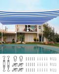 Quictent 185G HDPE Square 24x24FT Sun Shade Sail Canopy 98% UV Block Top Outdoor Cover Patio Garden with Hardware Kit (White and Blue)