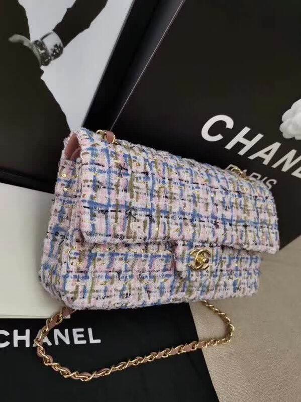 high quality handbag 119015 tweed flap bag 1112