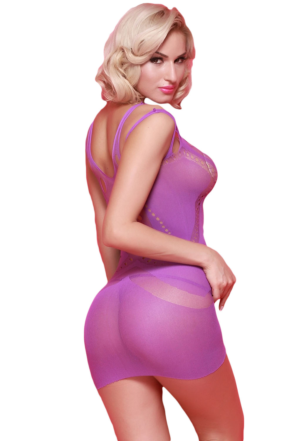 Purple Bubble Cut out Seamless Chemise