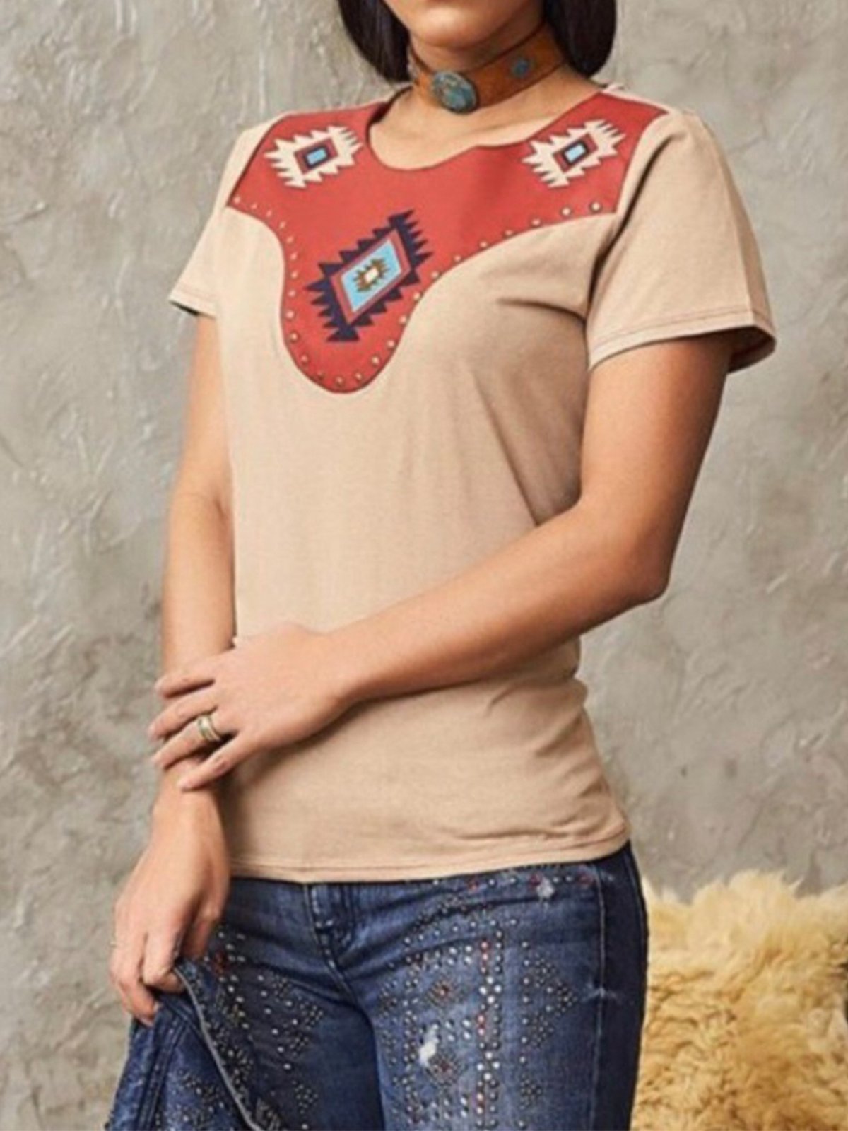 Short Sleeve Jersey Printed Casual Shirts & Tops