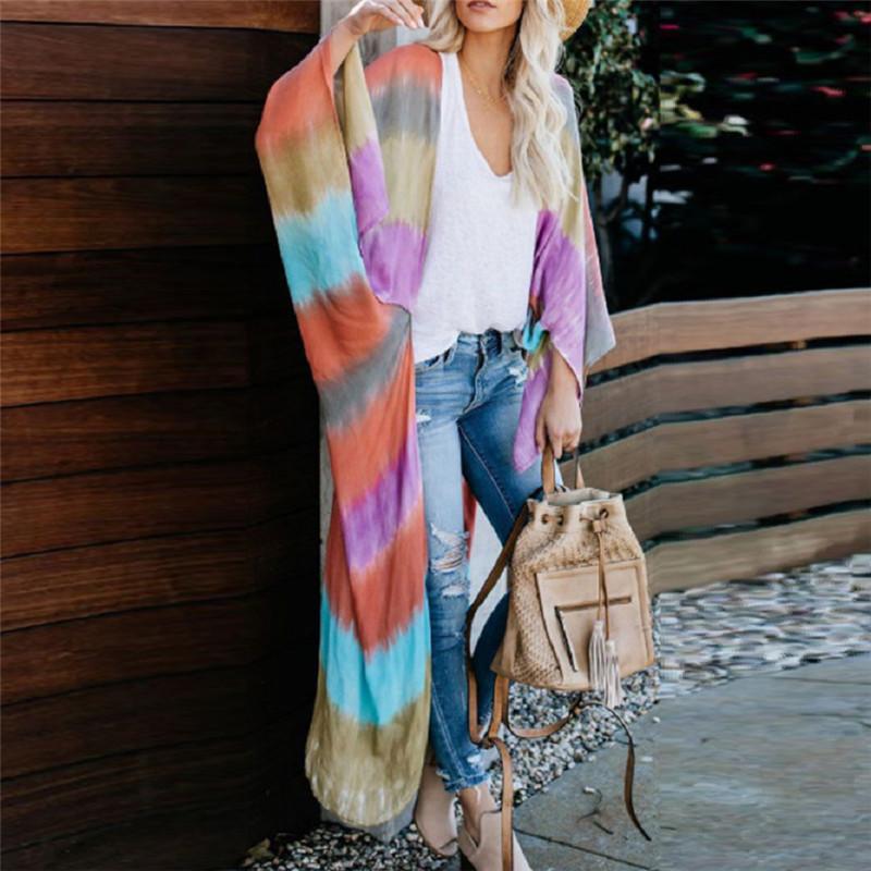 European And American Wind Tie Dyed Thin Sunscreen Cardigan Coat