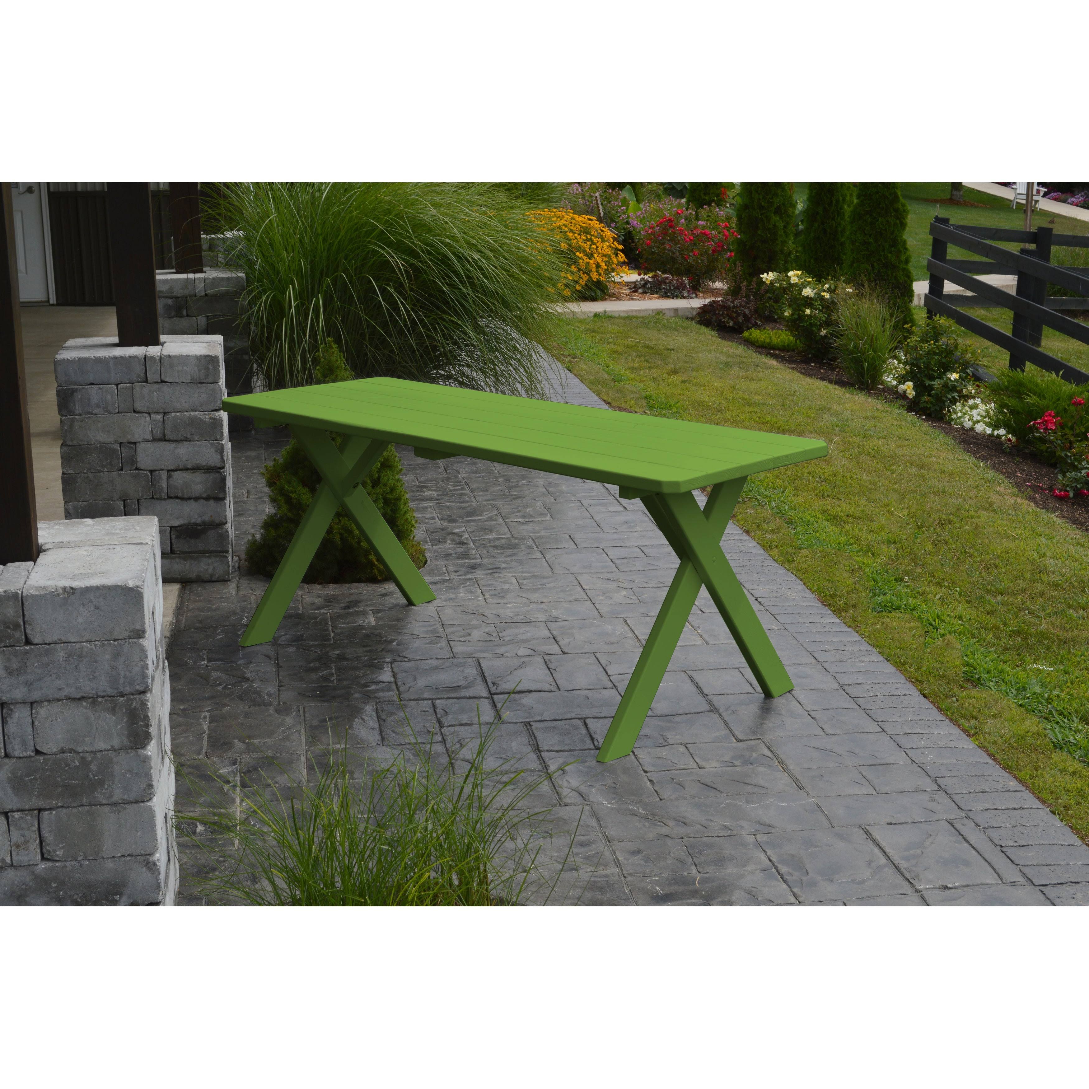 Pine 5& Cross-leg Picnic Table - Lime Green