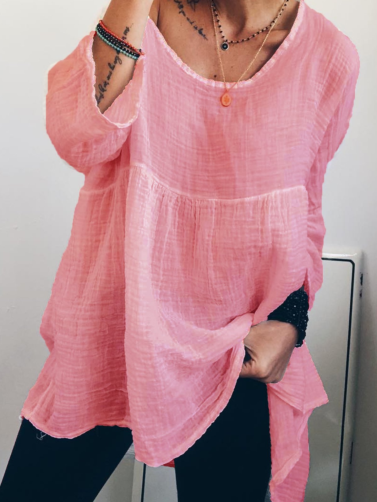 Solid Casual Long Sleeve Shirts & Tops