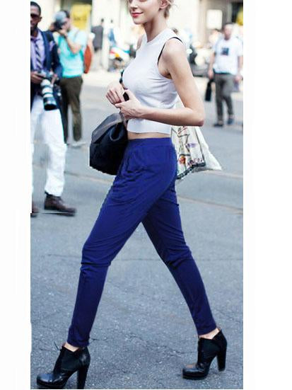 Daily Casual Solid Cotton-Blend Pants