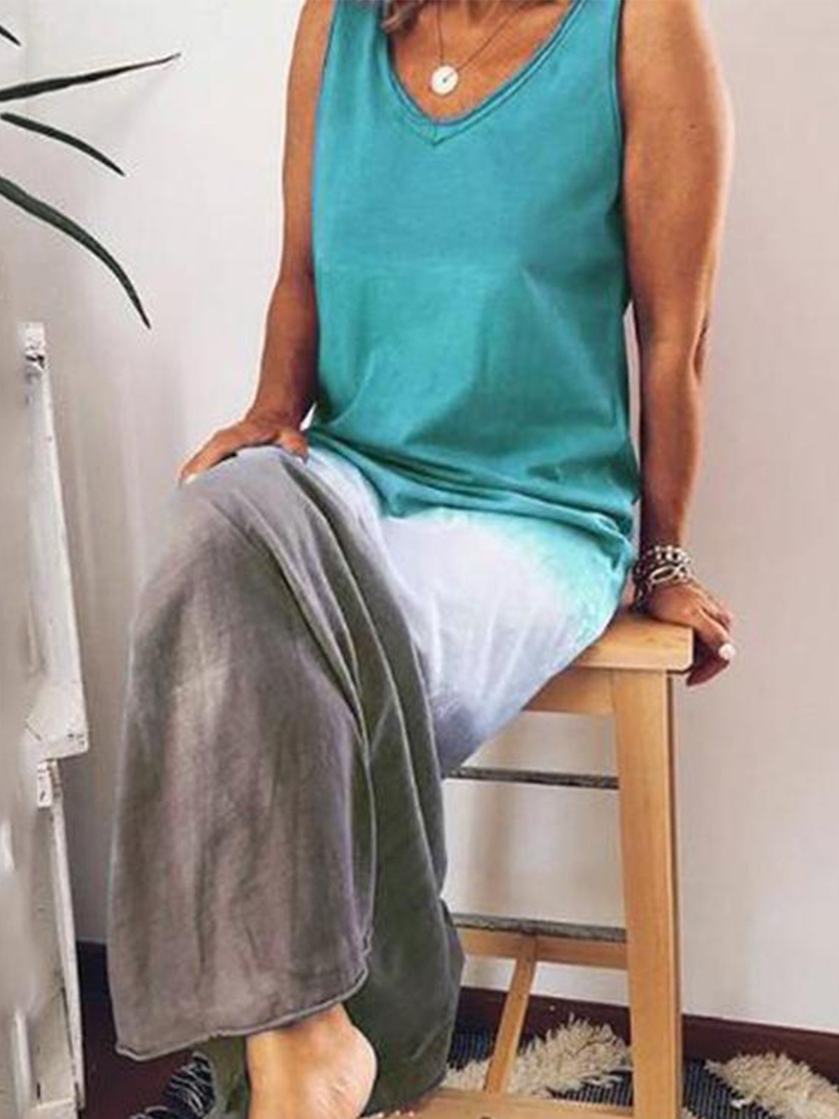 V Neck Sleeveless Casual Cotton-Blend Dresses