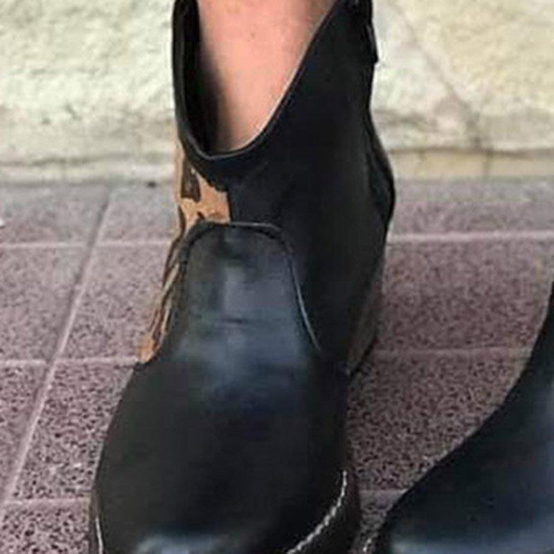 All Season Block Heel Split Joint Boots