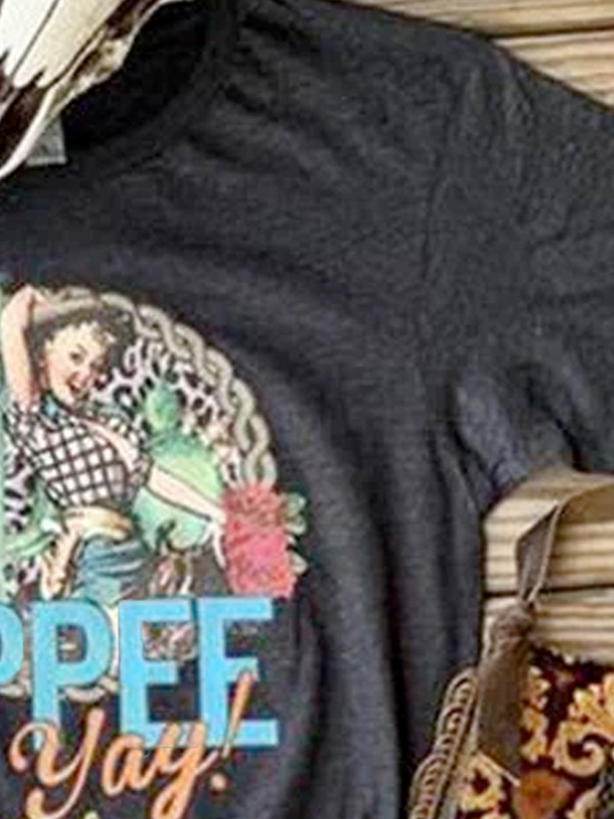 Black Jersey Vintage Short Sleeve Crew Neck Shirts & Tops