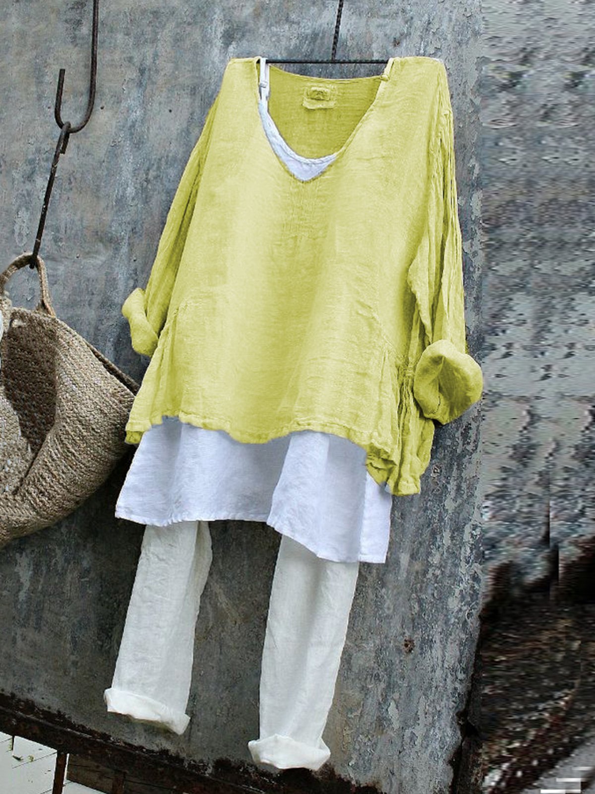 V Neck Long Sleeve Shirts & Tops