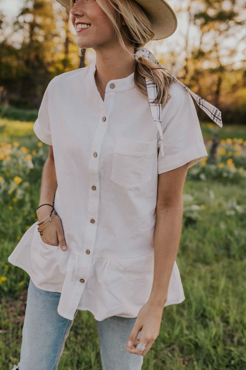 Fit-and-Flare Pocket Blouse