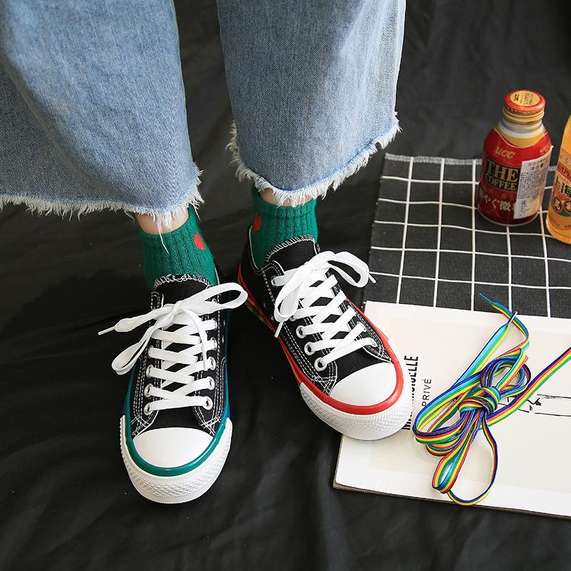 Women's Fashion Casual Personality Color Matching Canvas Sneakers