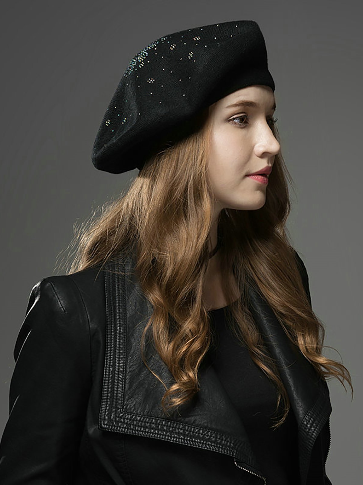 All-match Beaded Wool Blend Casual Soft And Thermal Beret Hat