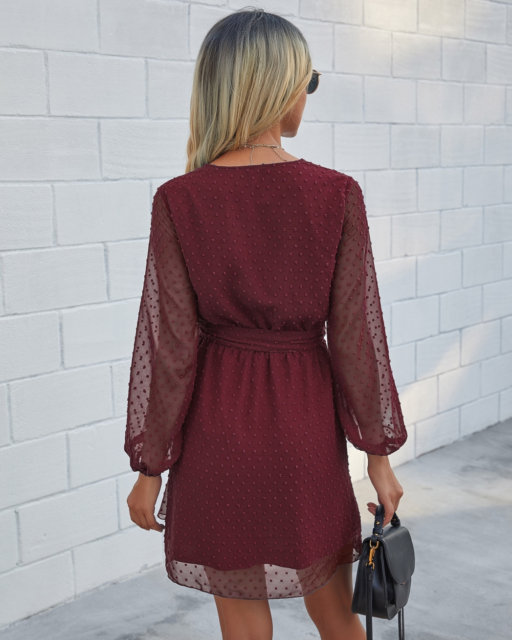 Western Long Sleeve Ruffles Wrapped Dress