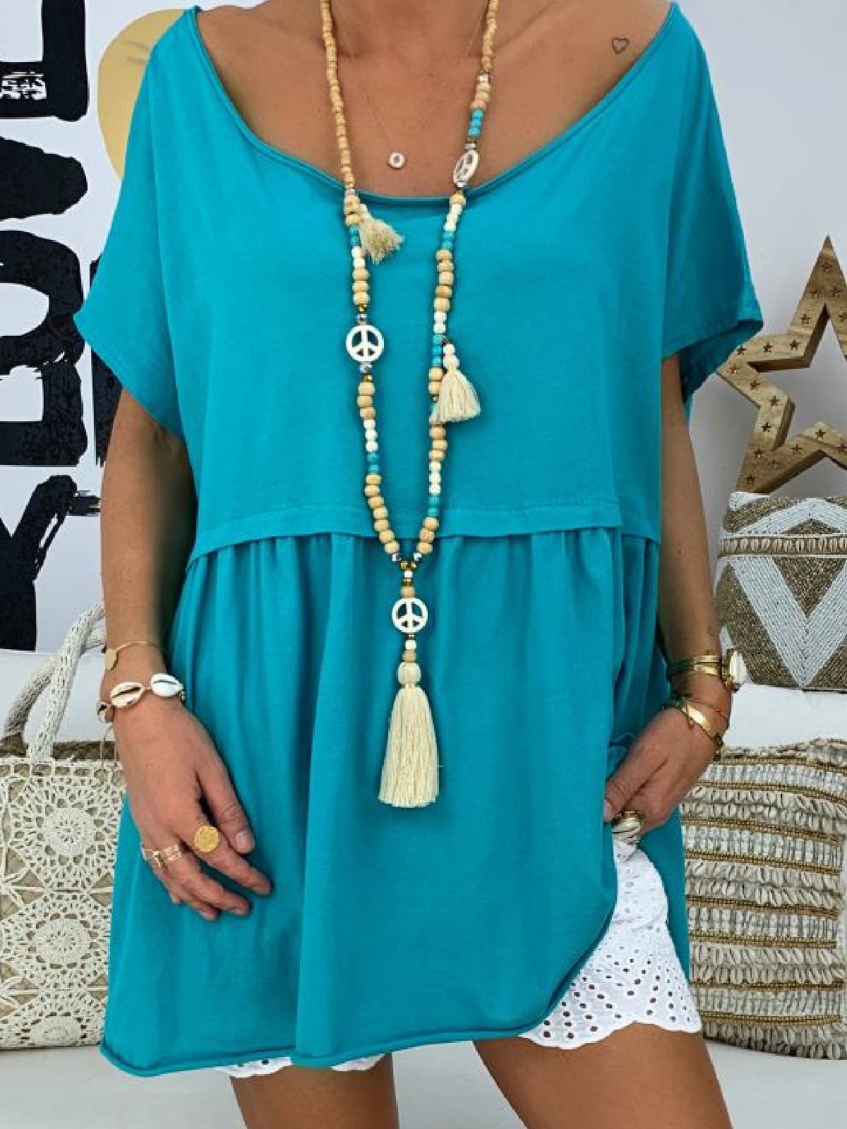 Short Sleeve Casual Round Neck Shirts & Tops