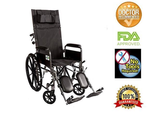 Recliner Back 20x22 Wheelchair Full Arm Detachable w/Elevating Legrests