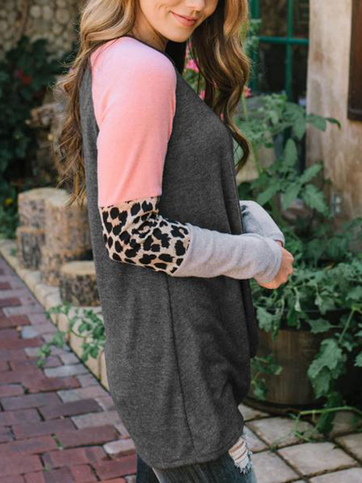 Casual Leopard Print Patchwork T-shirt