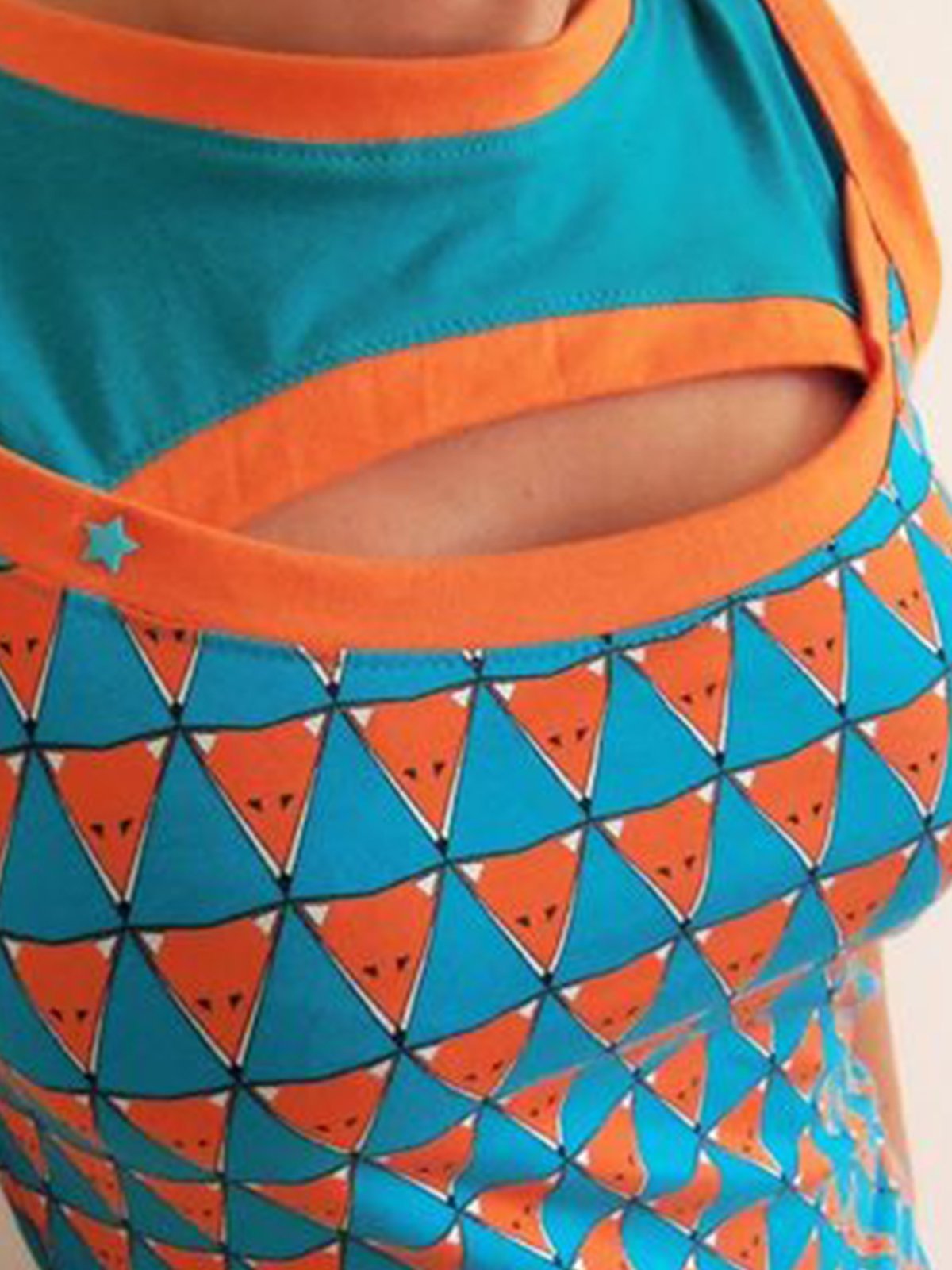 Geometric print strapless round neck casual vest