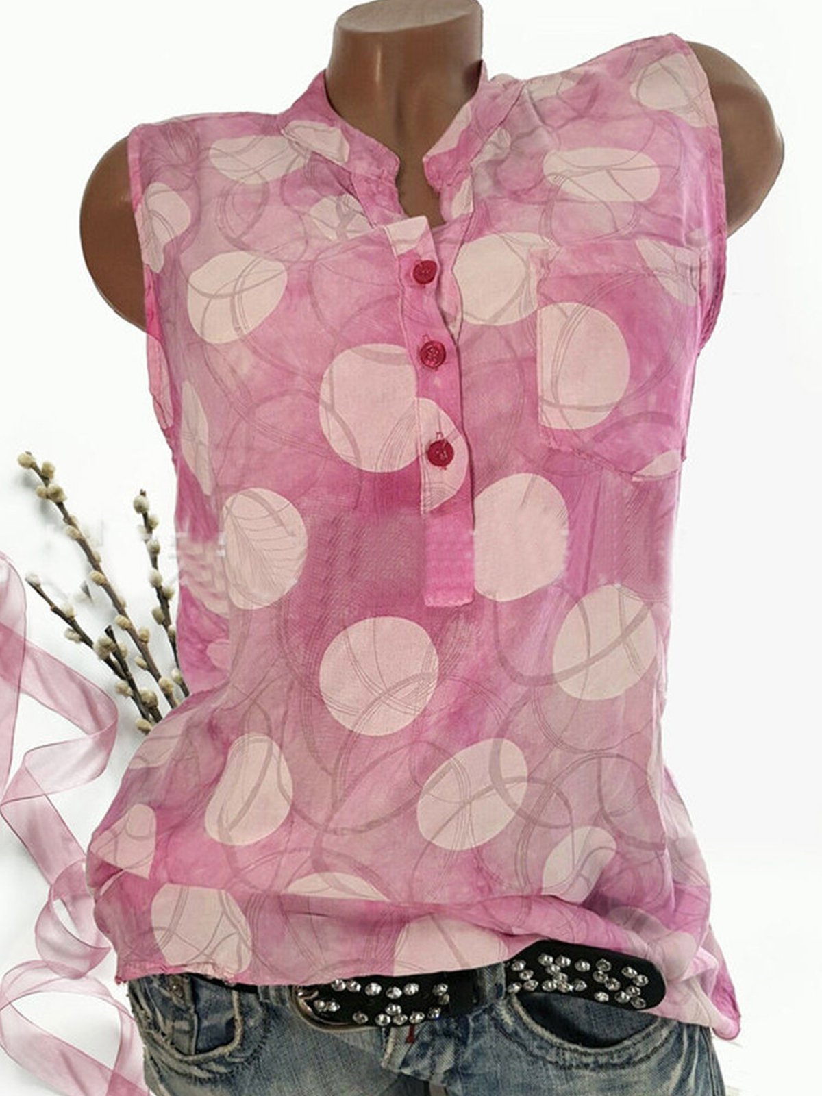 Square Neck Silk Sleeveless Shirts & Tops
