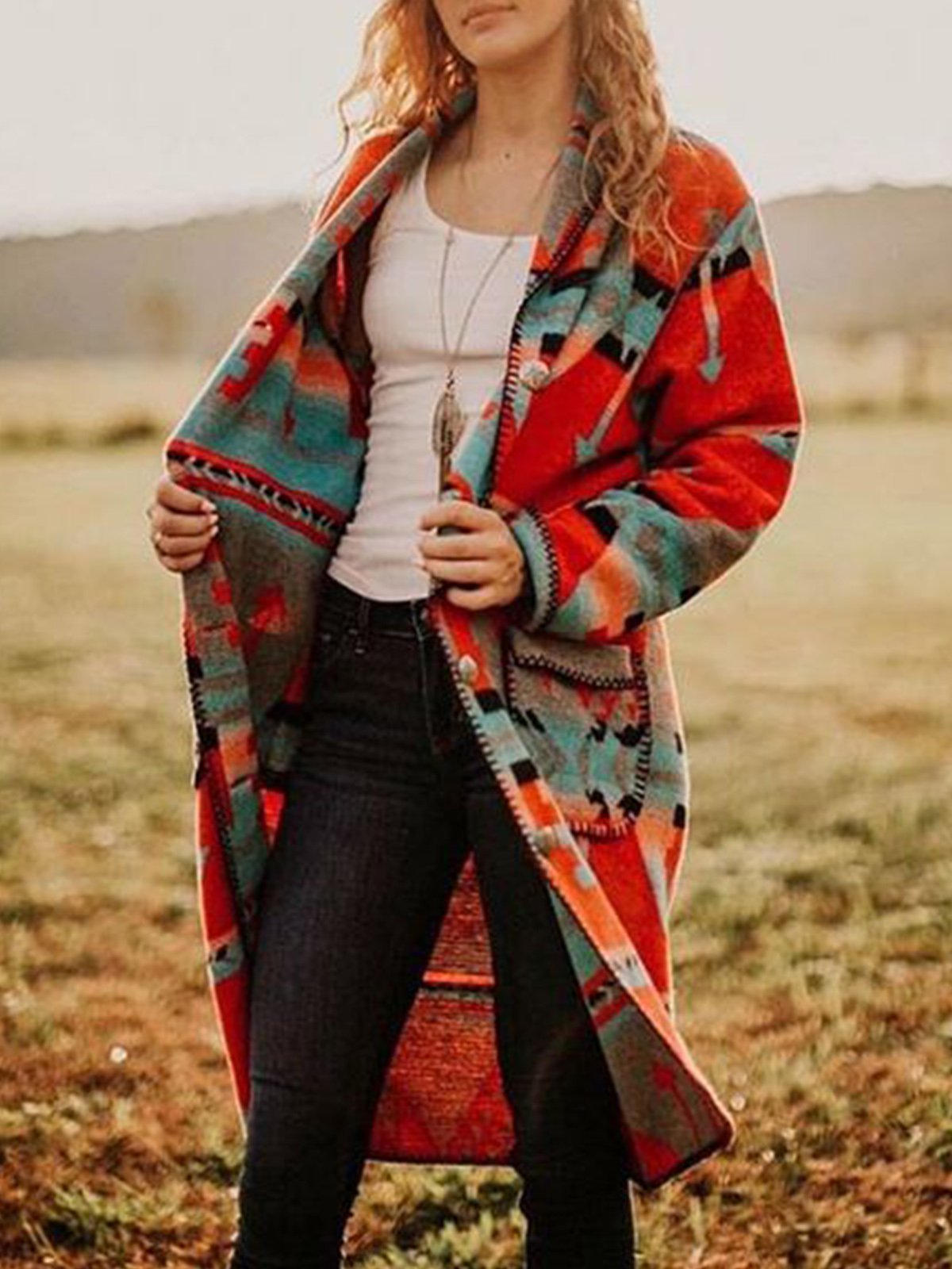Color-block Boho Patchwork Knitted Outerwear